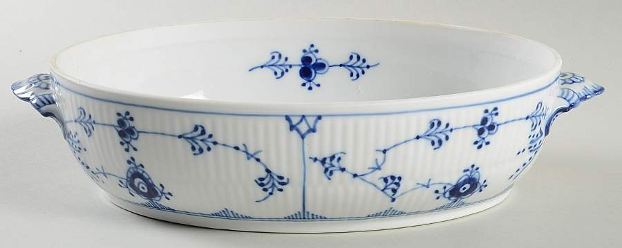 Blue Fluted Plain (No Trim) Oval Vegetable No Lid by Royal Copenhagen-1