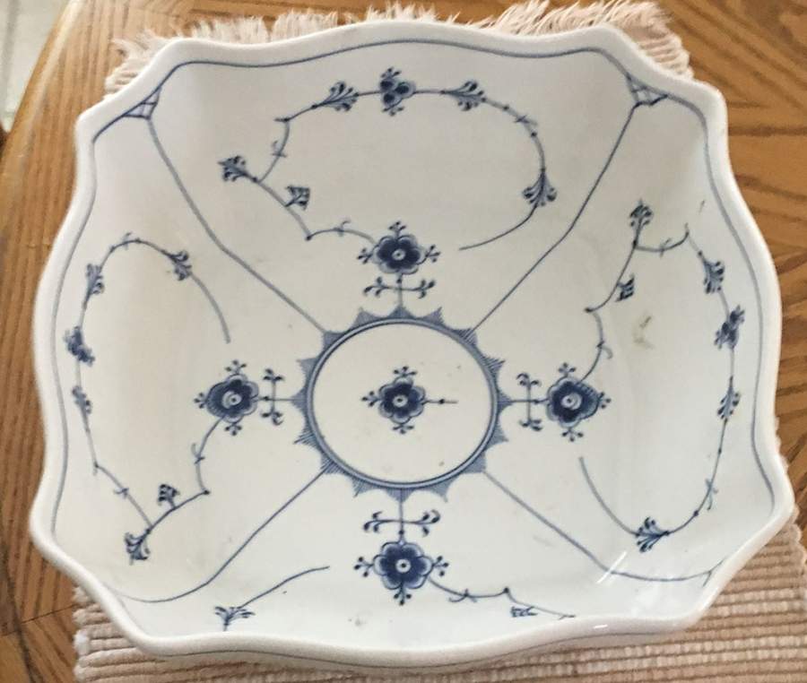 Blue Fluted Plain (No Trim) 11" Square Vegetable Bowl by Royal Copenhagen-1