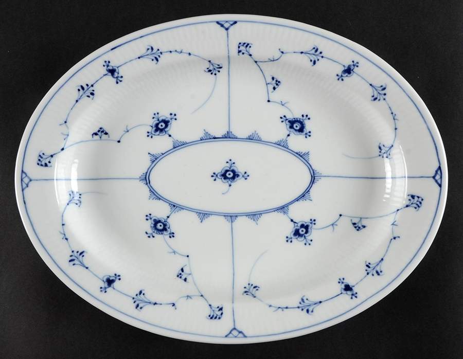 Blue Fluted Plain (No Trim) 13" Oval Serving Platter by Royal Copenhagen-1