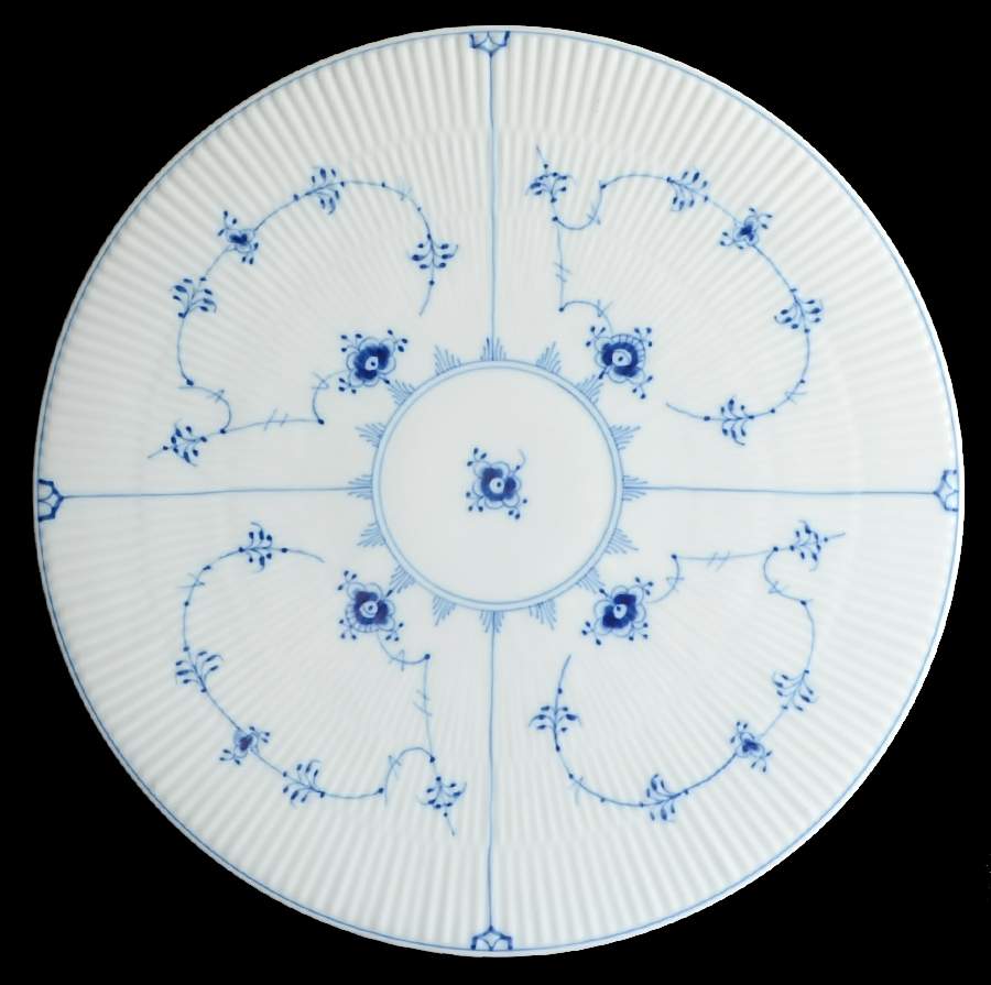 Blue Fluted Plain (No Trim) Low Footed Cake Plate by Royal Copenhagen-1