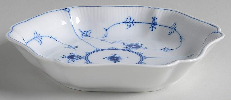 Blue Fluted Plain (No Trim) Hexagonal Cake Plate by Royal Copenhagen-1