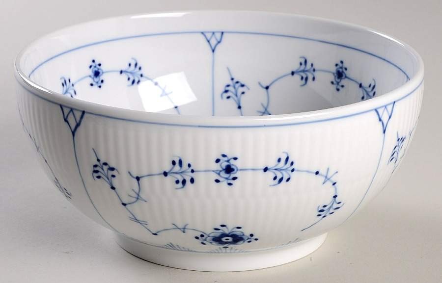 Blue Fluted Plain (No Trim) 7" Round Serving Bowl by Royal Copenhagen-1