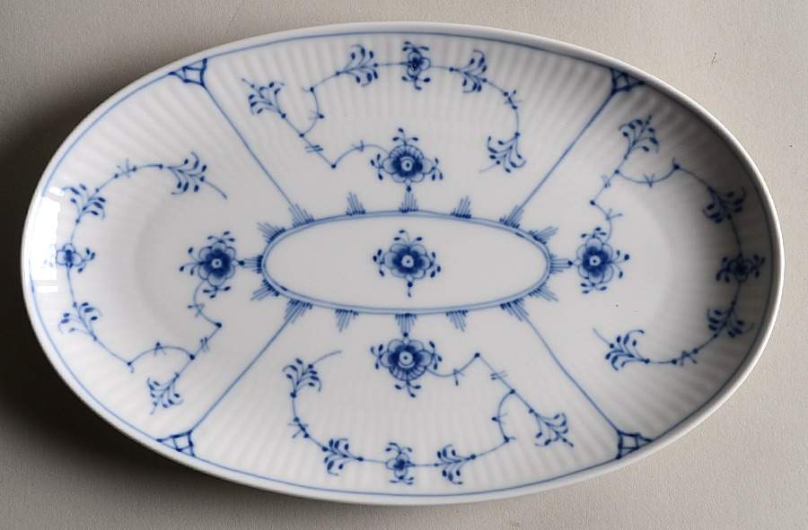 Blue Fluted Plain (No Trim) 9" Oval Dish by Royal Copenhagen-1