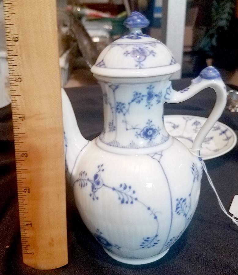 Blue Fluted Plain (No Trim) Individual Coffee Pot & Lid by Royal Copenhagen-1