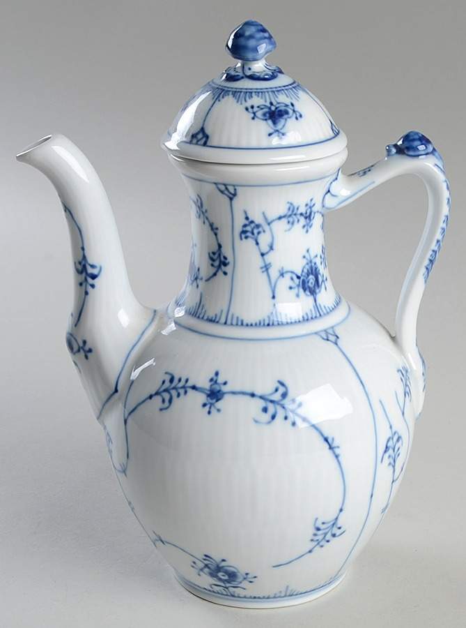 Blue Fluted Plain (No Trim) Small Coffee Pot & Lid by Royal Copenhagen-1