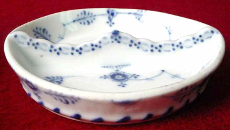 Blue Fluted Plain (No Trim) Double Salt Dip by Royal Copenhagen-1