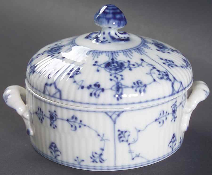 Blue Fluted Plain (No Trim) Butter Box & Lid by Royal Copenhagen-1