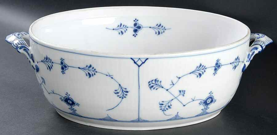 Blue Fluted Plain (No Trim) Oval Tureen No Lid by Royal Copenhagen-1