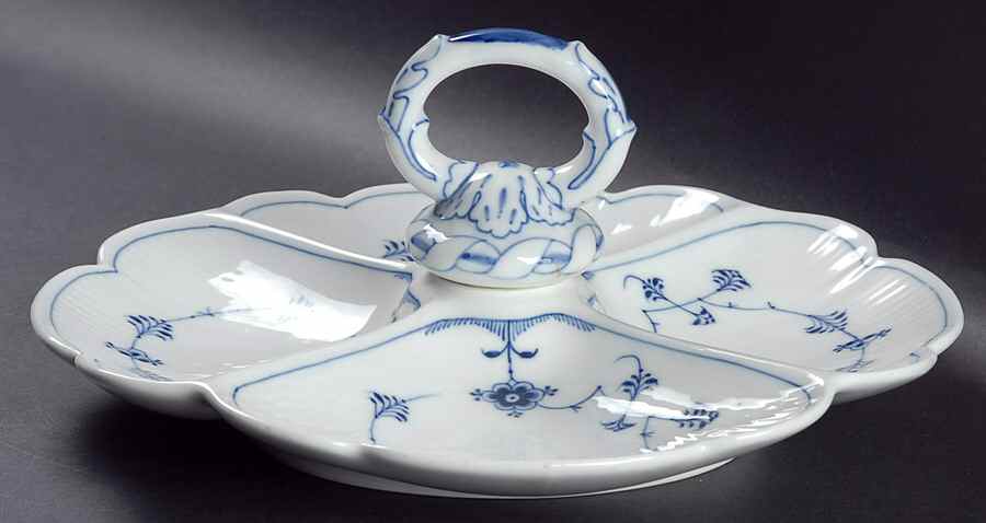 Blue Fluted Plain (No Trim) 4 Part Relish by Royal Copenhagen-1
