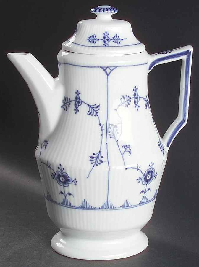 Blue Fluted Plain (No Trim) Coffee Pot & Lid by Royal Copenhagen-1