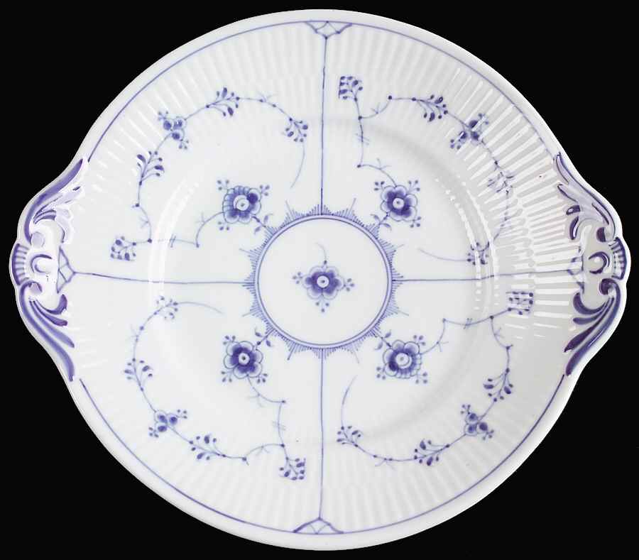 Blue Fluted Plain (No Trim) Handled Cake Plate by Royal Copenhagen-1