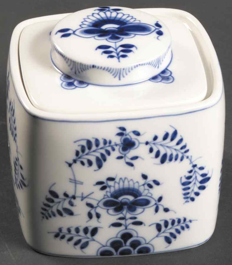 Blue Fluted Plain (No Trim) Biscuit Barrel & Lid by Royal Copenhagen-1
