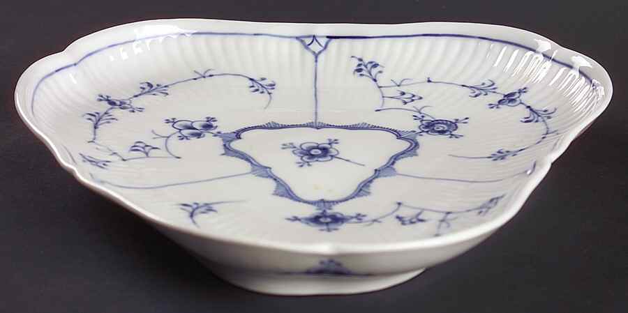 Blue Fluted Plain (No Trim) Triangular Cake Plate by Royal Copenhagen-1