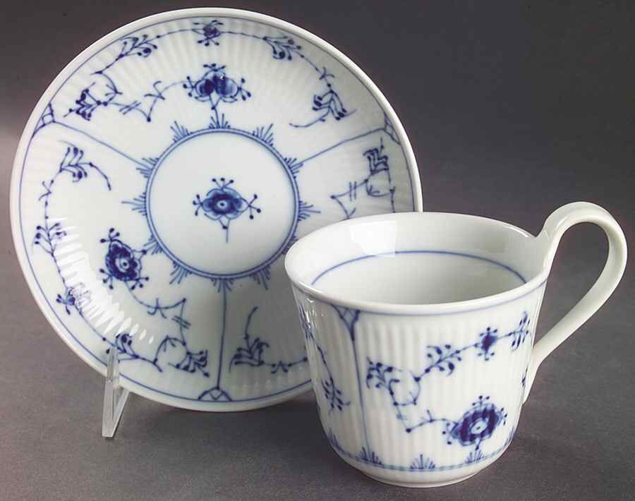 Blue Fluted Plain (No Trim) Breakfast Cup & Saucer Set by Royal Copenhagen-1