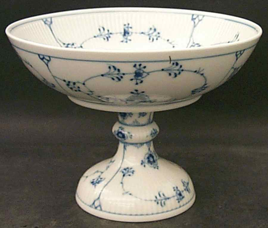 Blue Fluted Plain (No Trim) 8" Diameter Pedestal Cake Stand by Royal Copenhagen-1