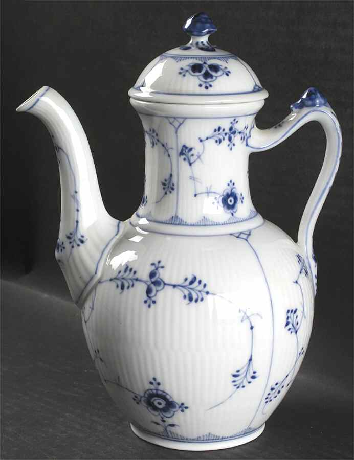 Blue Fluted Plain (No Trim) Coffee Pot & Lid by Royal Copenhagen-1