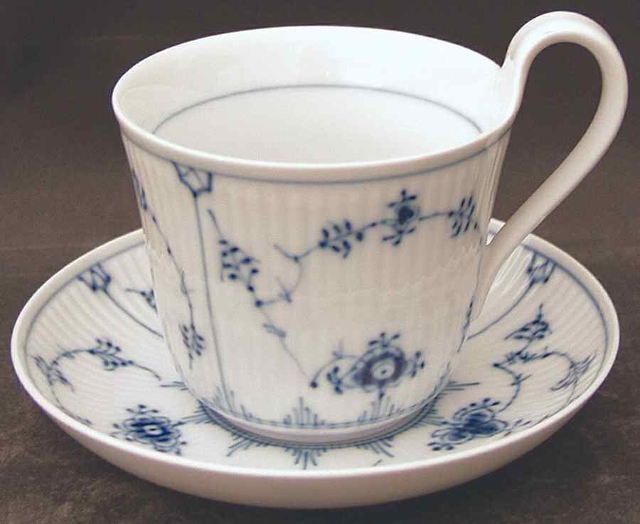 Blue Fluted Plain (No Trim) Breakfast Cup & Saucer Set by Royal Copenhagen-1
