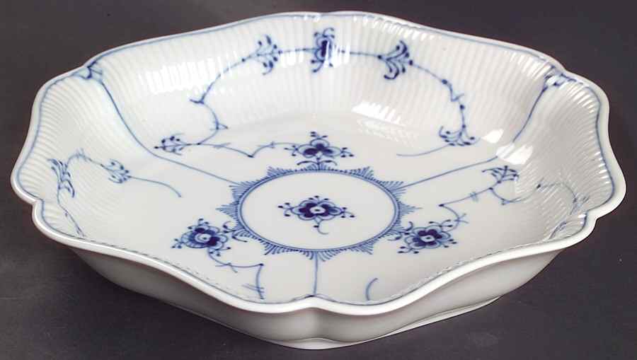 Blue Fluted Plain (No Trim) Hexagonal Cake Plate by Royal Copenhagen-1