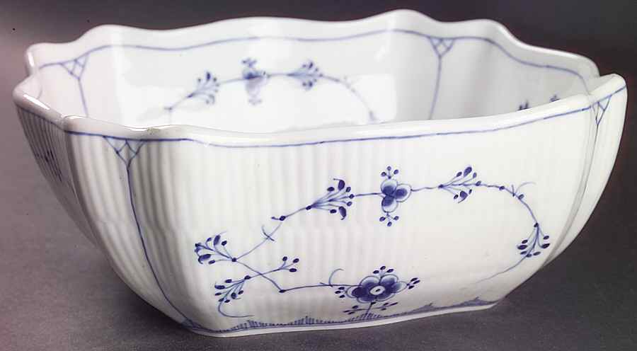 Blue Fluted Plain (No Trim) 9" Square Salad Serving Bowl by Royal Copenhagen-1