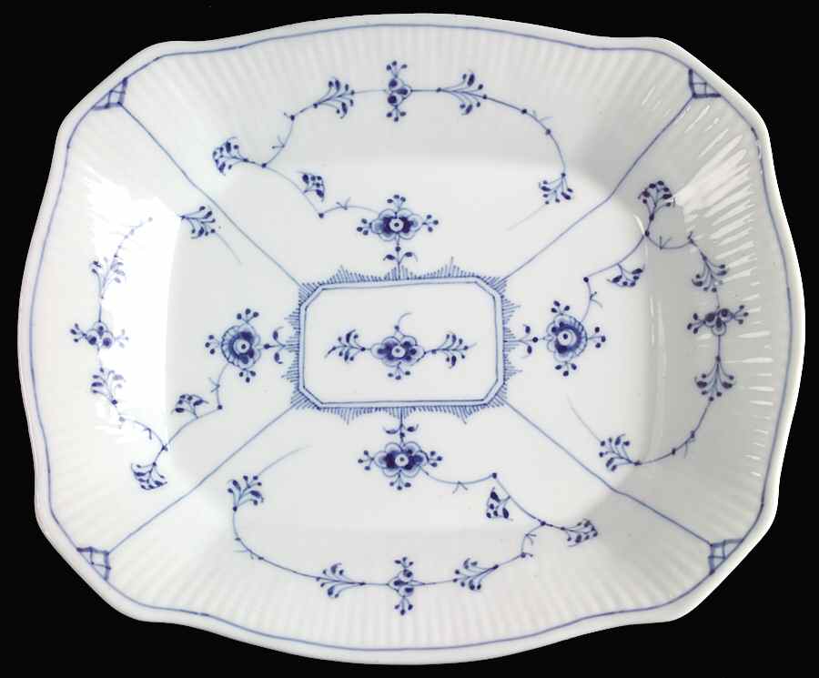 Blue Fluted Plain (No Trim) Rectangular Cake Plate by Royal Copenhagen-1