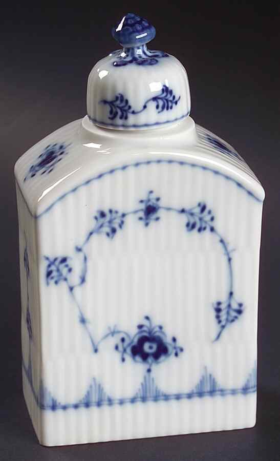 Blue Fluted Plain (No Trim) Tea Caddy & Lid by Royal Copenhagen-1