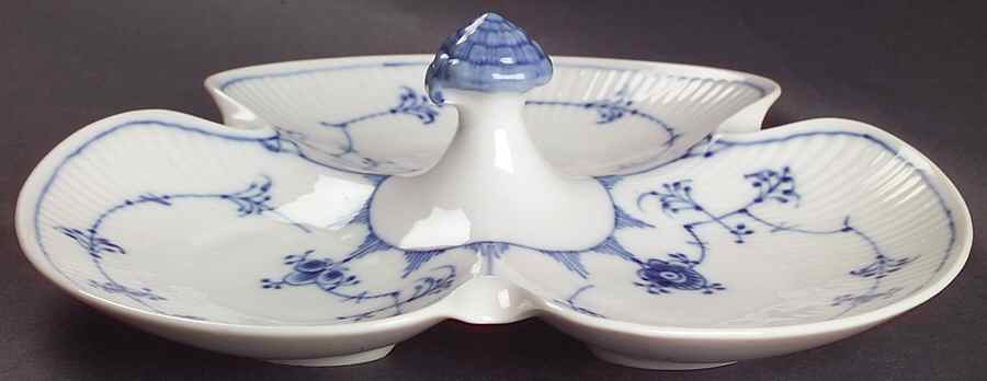 Blue Fluted Plain (No Trim) 3-Part Relish by Royal Copenhagen-1