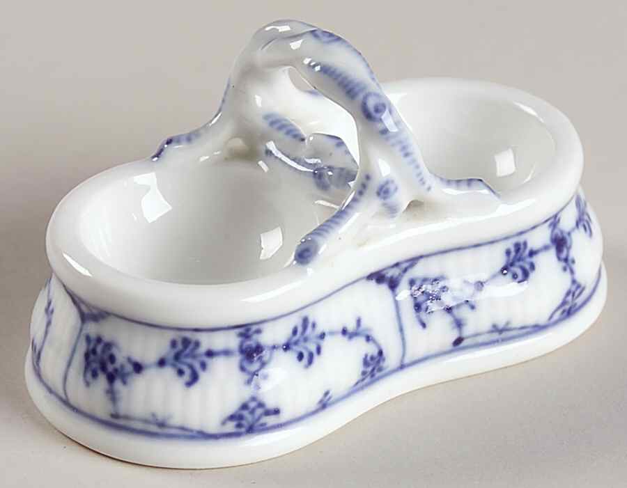 Blue Fluted Plain (No Trim) Double Salt Dip by Royal Copenhagen-1