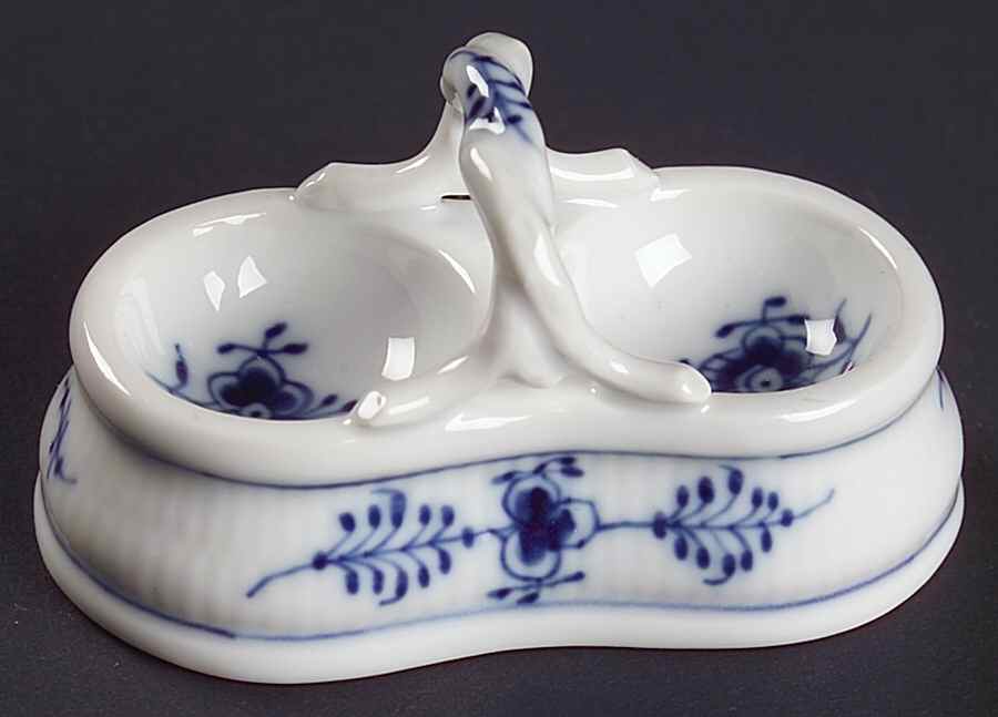 Blue Fluted Plain (No Trim) Double Salt Dip by Royal Copenhagen-1