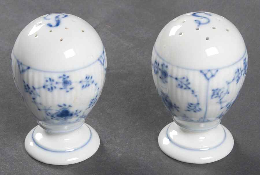 Blue Fluted Plain (No Trim) Salt & Pepper Set by Royal Copenhagen-1