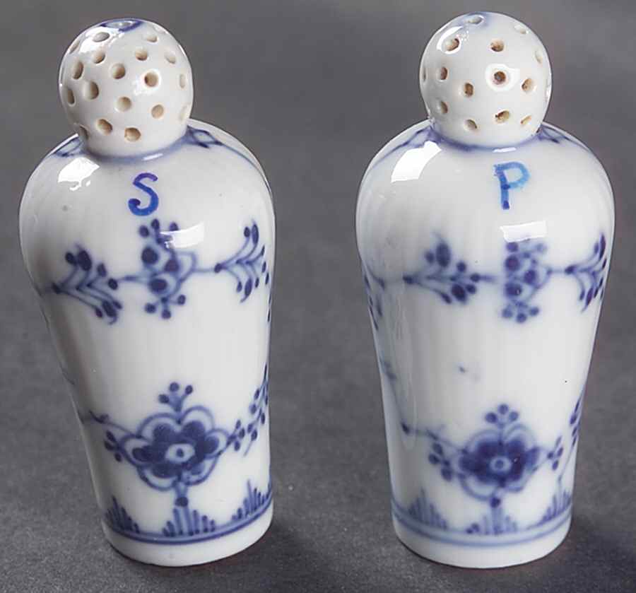 Blue Fluted Plain (No Trim) Individual Salt & Pepper Set by Royal Copenhagen-1