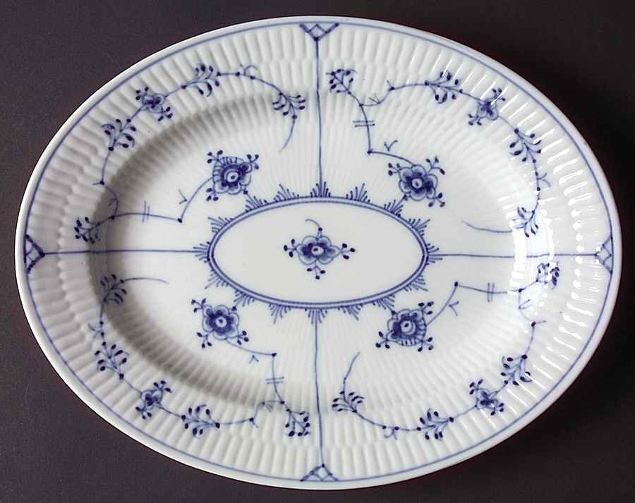 Blue Fluted Plain (No Trim) 10" Oval Serving Platter by Royal Copenhagen-1