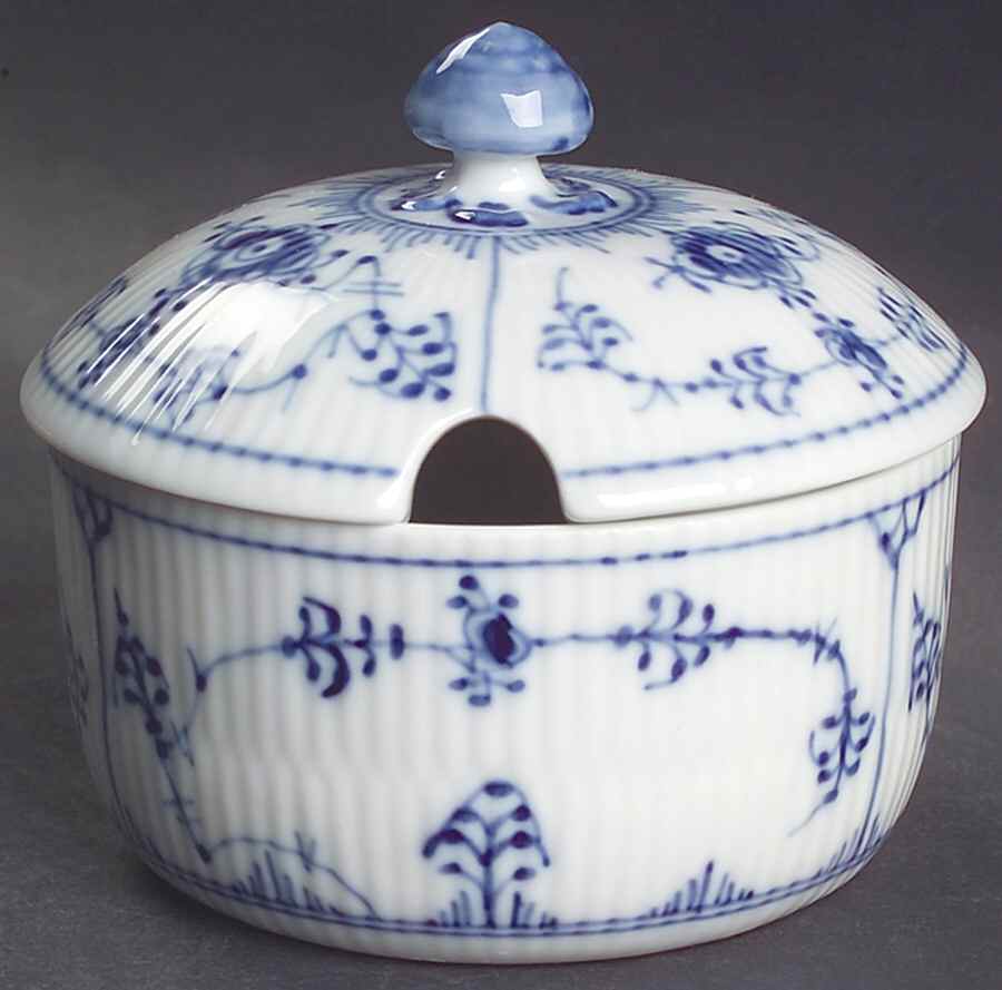 Blue Fluted Plain (No Trim) Marmalade & Lid by Royal Copenhagen-1