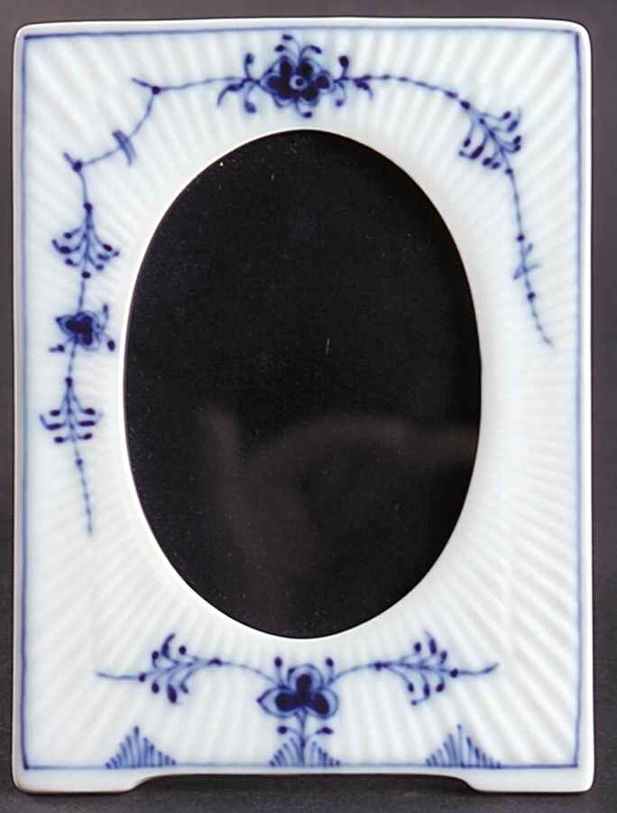 Blue Fluted Plain (No Trim) Oval Frame-Holds 2 1/2" X 3" by Royal Copenhagen-1