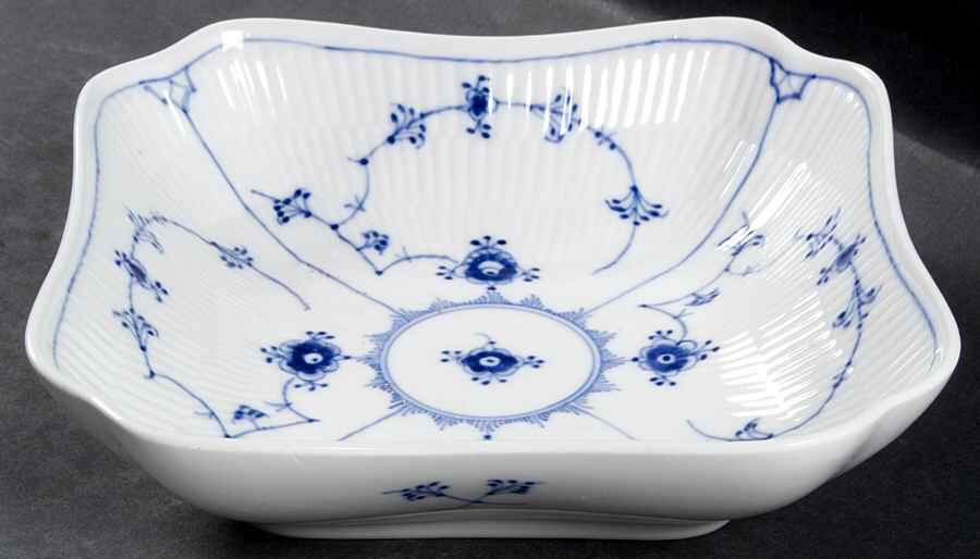 Blue Fluted Plain (No Trim) 8" Square Vegetable Bowl by Royal Copenhagen-1
