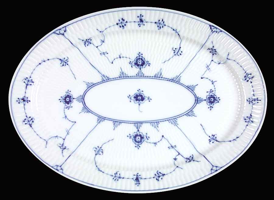 Blue Fluted Plain (No Trim) 11" Oval Steak Platter by Royal Copenhagen-1