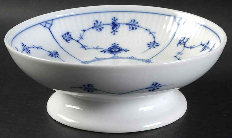 Blue Fluted Plain (No Trim) Low Footed Cake Plate by Royal Copenhagen-1