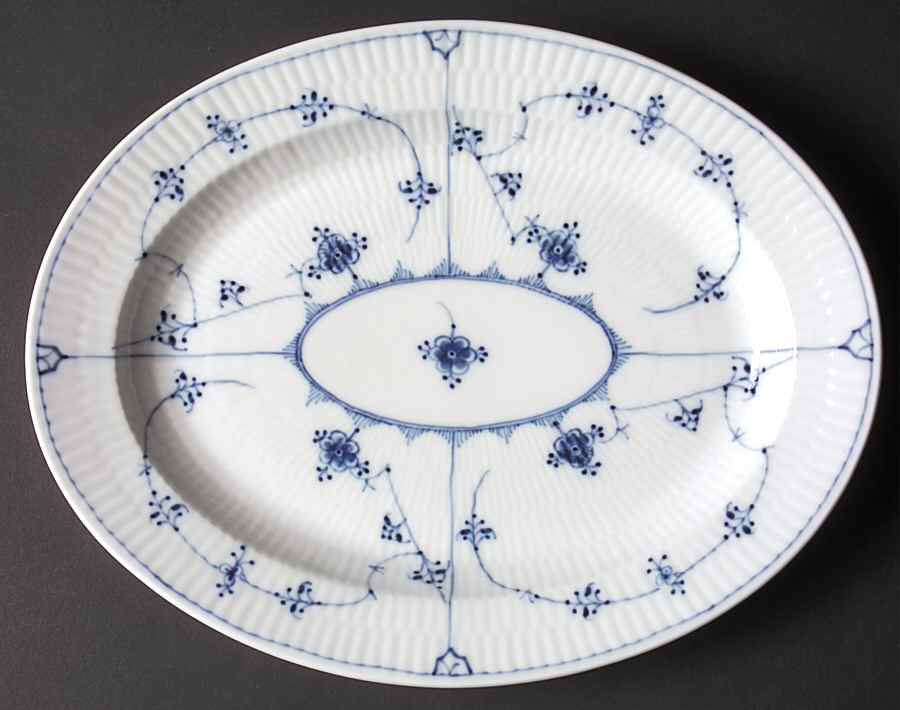 Blue Fluted Plain (No Trim) 11" Oval Serving Platter by Royal Copenhagen-1
