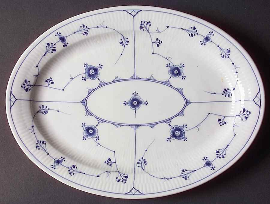 Blue Fluted Plain (No Trim) 13" Oval Serving Platter by Royal Copenhagen-1