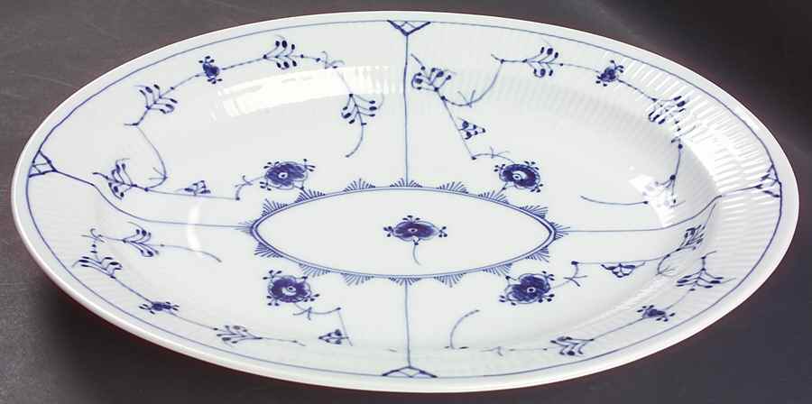 Blue Fluted Plain (No Trim) 14" Oval Serving Platter by Royal Copenhagen-1