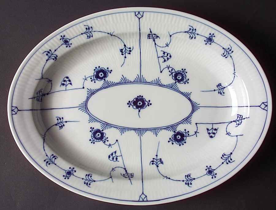 Blue Fluted Plain (No Trim) 13" Oval Serving Platter by Royal Copenhagen-1