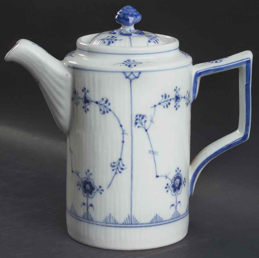 Blue Fluted Plain (No Trim) Small Coffee Pot & Lid by Royal Copenhagen-1