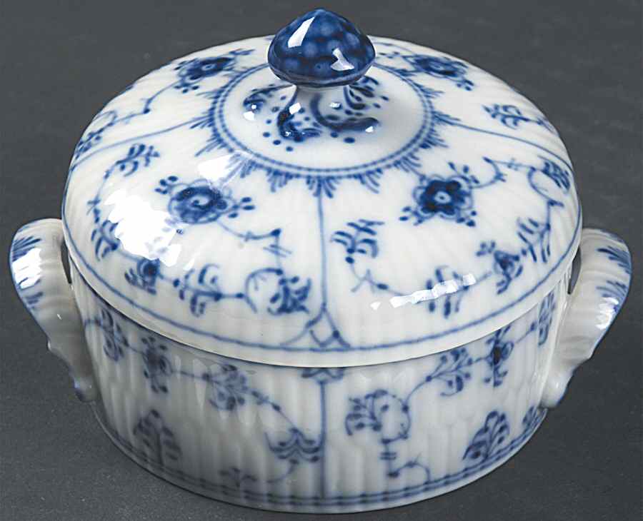 Blue Fluted Plain (No Trim) Small Butter Box & Lid by Royal Copenhagen-1