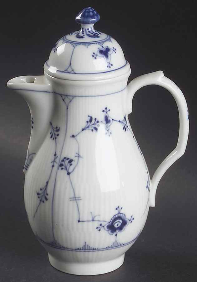 Blue Fluted Plain (No Trim) Individual Coffee Pot & Lid by Royal Copenhagen-1