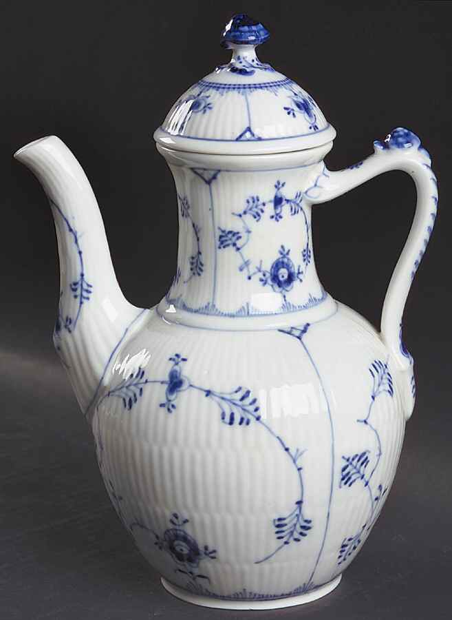 Blue Fluted Plain (No Trim) Small Coffee Pot & Lid by Royal Copenhagen-1