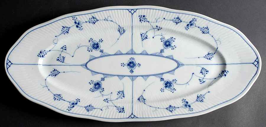 Blue Fluted Plain (No Trim) 21" Fish Platter by Royal Copenhagen-1