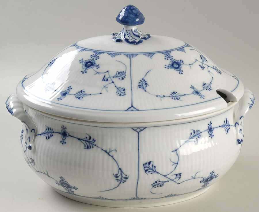 Blue Fluted Plain (No Trim) Oval Tureen & Lid by Royal Copenhagen-1