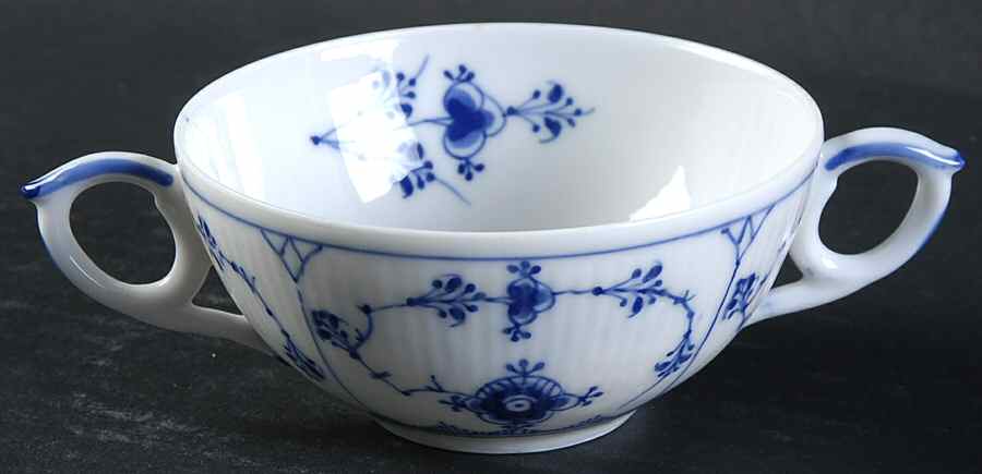 Blue Fluted Plain (No Trim) Flat Bouillon Cup by Royal Copenhagen-1