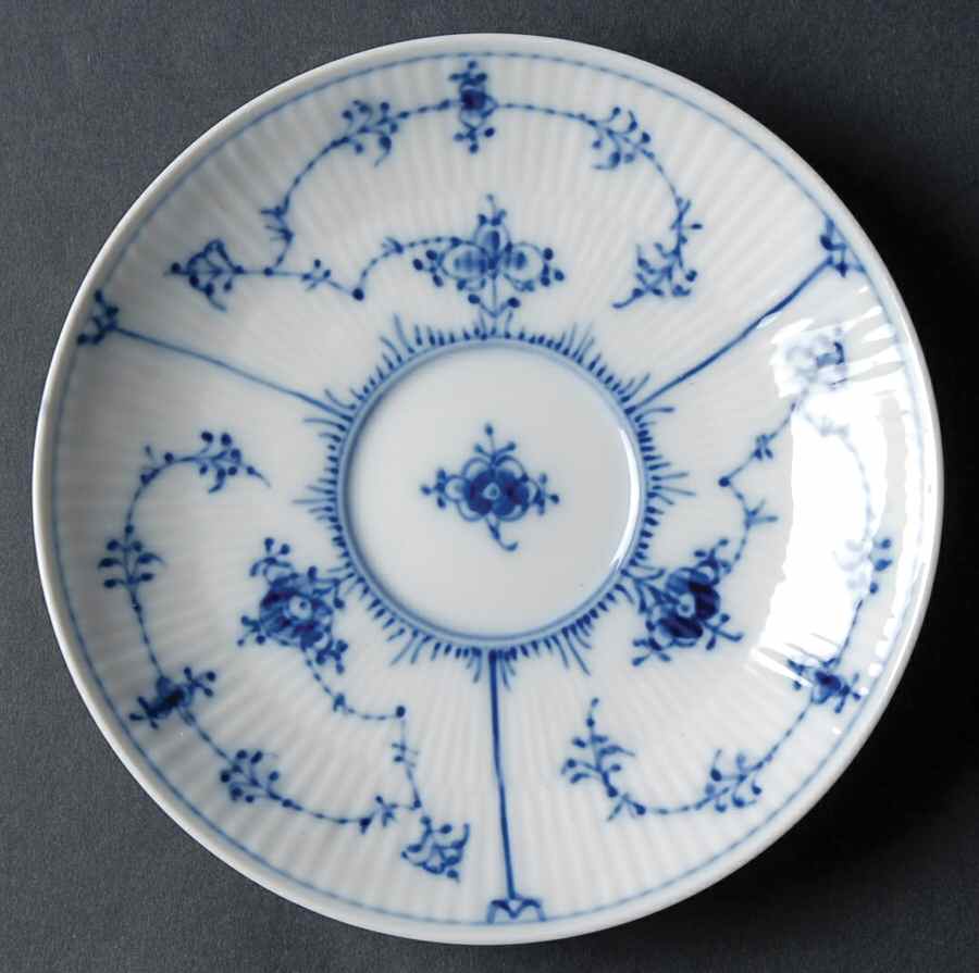 Blue Fluted Plain (No Trim) Saucer for Flat Cup by Royal Copenhagen-1