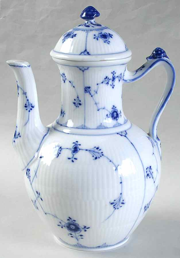 Blue Fluted Plain (No Trim) Coffee Pot & Lid by Royal Copenhagen-1