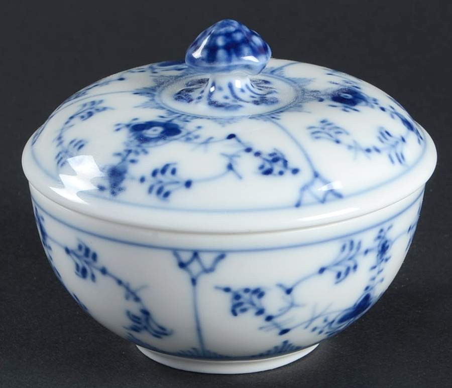 Blue Fluted Plain (No Trim) Individual Sugar Bowl & Lid by Royal Copenhagen-1